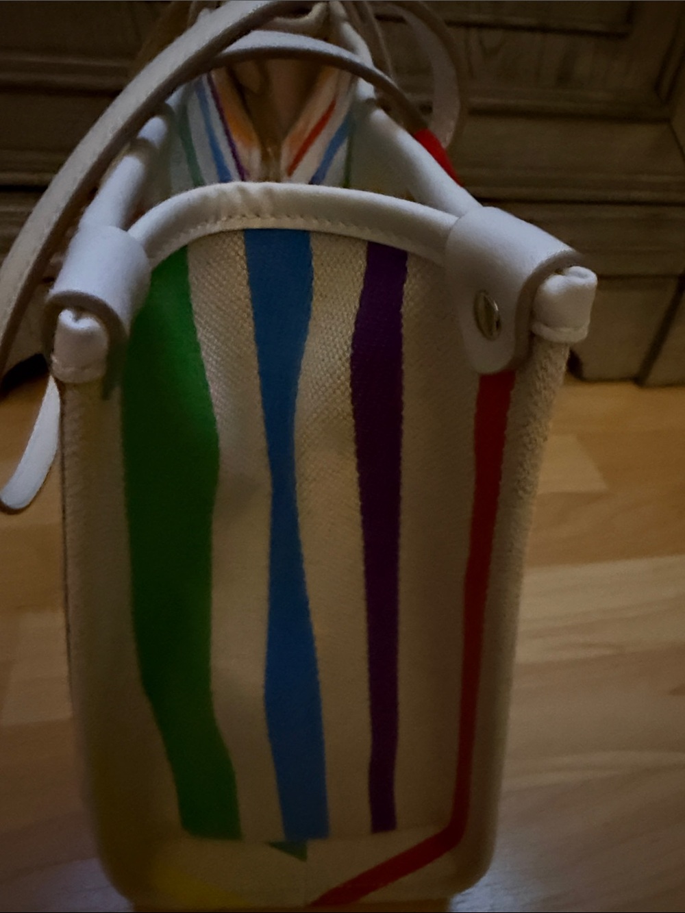 kate spade White Multicolor Rainbow Stripe Tote NWOT - Picture 6 of 12